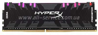  32GB Kingston HyperX Predator 8GBx4 RGB DDR4 2933 BLACK CL15 (HX429C15PB3AK4/32)