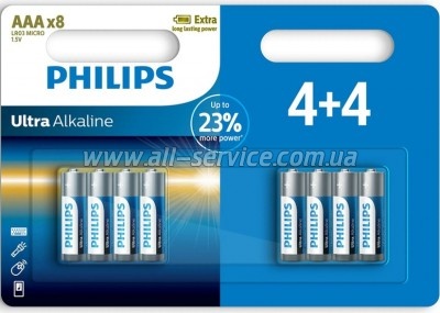 Батарейка Philips Ultra AAA Alkaline * 8 (LR03E8B/10) Батарейка Philips Ultra AAA Alkaline * 8 (LR03E8B/10)