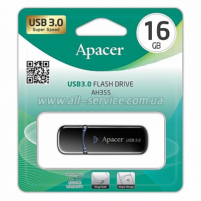  Apacer 16GB AH355 Black USB 3.0 (AP16GAH355B-1)