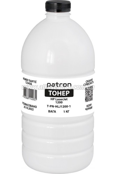 Тонер Patron HP LJ 1200 бутль 1кг Black (PN-HLJ1200-1) Тонер Patron HP LJ 1200 бутль 1кг Black (PN-HLJ1200-1)