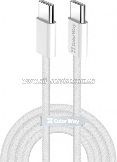 Дата кабель ColorWay USB-C to USB-C 2.0m PD 60W grey (CW-CBPDCC068-GR) Дата кабель ColorWay USB-C to USB-C 2.0m PD 60W grey (CW-CBPDCC068-GR)