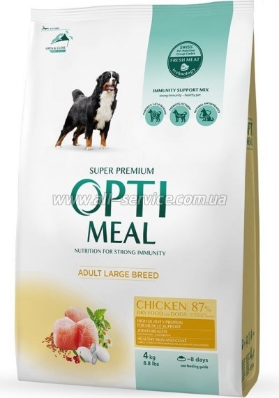 Сухой корм для собак Optimeal для больших пород со вкусом курицы 4 кг (4820083905551) Сухой корм для собак Optimeal для больших пород со вкусом курицы 4 кг (4820083905551)