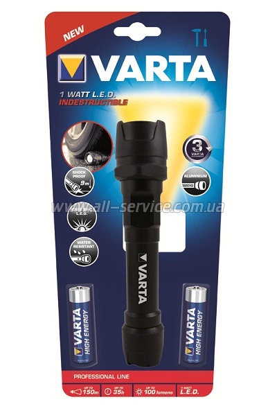  VARTA Indestructible 1W LED Light 2AA (18701101421)