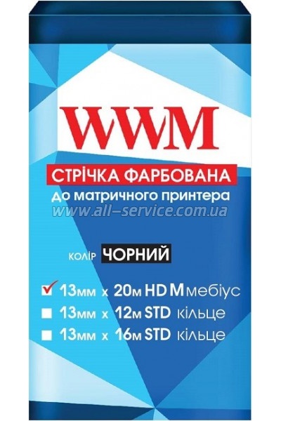 Лента WWM 13 mm*20 m HD левый Black (M13.20H) Лента WWM 13 mm*20 m HD левый Black (M13.20H)