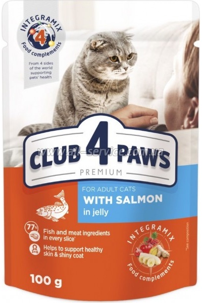 Влажный корм для кошек Club 4 Paws в желе с лососем 100 г (4820083908873) Влажный корм для кошек Club 4 Paws в желе с лососем 100 г (4820083908873)