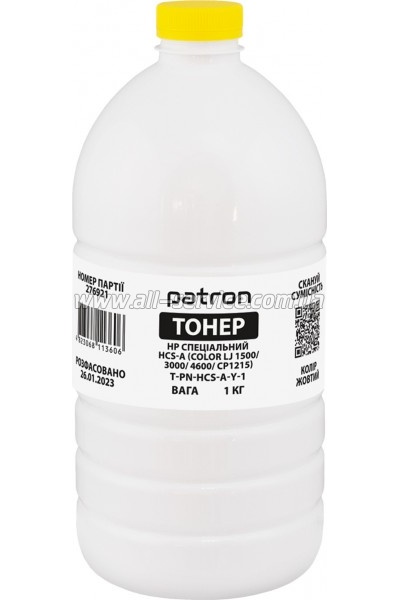 Тонер Patron HP Special HCS-A бутль 1кг Yellow (PN-HCS-A-Y-1) Тонер Patron HP Special HCS-A бутль 1кг Yellow (PN-HCS-A-Y-1)