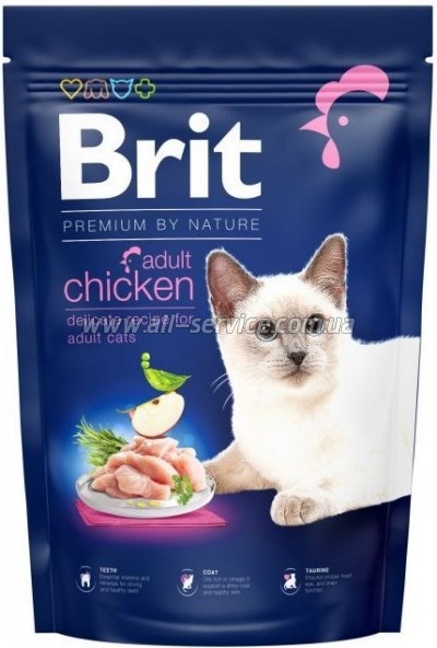 Сухой корм для кошек Brit Premium by Nature Cat Adult Chicken 300г (8595602552962) Сухой корм для кошек Brit Premium by Nature Cat Adult Chicken 300г (8595602552962)