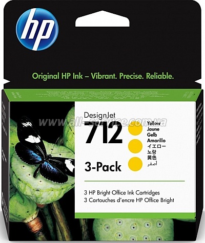  HP 712 DesignJet 230/ 630 Yellow 3-Pack (3ED79A)