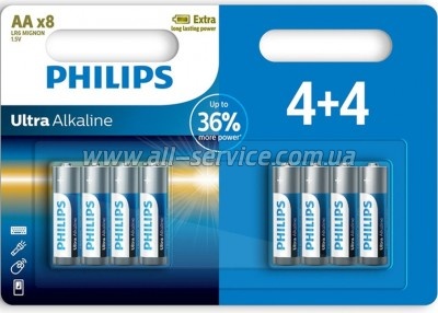 Батарейка Philips Ultra AA Alkaline * 8 (LR6E8B/10) Батарейка Philips Ultra AA Alkaline * 8 (LR6E8B/10)