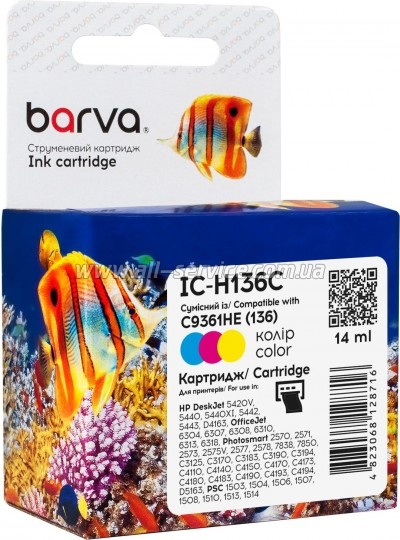 Картридж Barva HP №136 / C9361HE Color (IC-H136C) Картридж Barva HP №136 / C9361HE Color (IC-H136C)