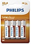  Philips LongLife Zinc Carbon AA BLI 4 (R6L4B/10)