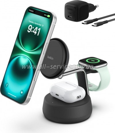 Зарядний пристрій Belkin UltraCharge Pro Wireless 3-in-1 25W charcoal (WIZ040KQCH) Зарядний пристрій Belkin UltraCharge Pro Wireless 3-in-1 25W charcoal (WIZ040KQCH)