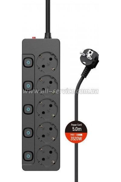 Сетевой фильтр ColorWay CW-PSEA55SBK 5 розеток 5м (CW-PSEA55SBK) Сетевой фильтр ColorWay CW-PSEA55SBK 5 розеток 5м (CW-PSEA55SBK)