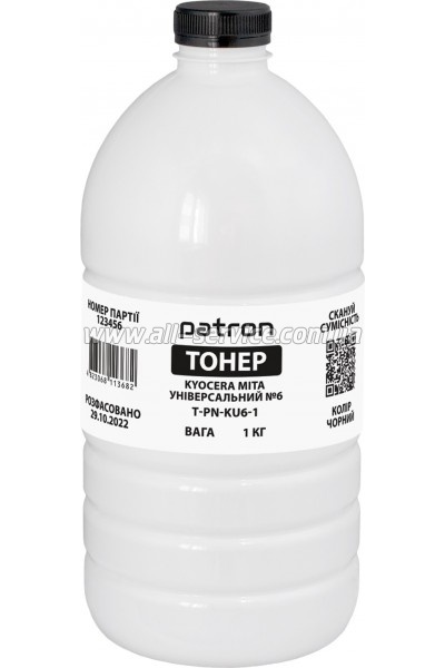Тонер Patron Kyocera Mita Universal №6 бутль 1кг Black (PN-KU6-1) Тонер Patron Kyocera Mita Universal №6 бутль 1кг Black (PN-KU6-1)