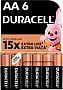 Батарейка Duracell AA MN1500 LR06 *6 (5007757) Батарейка Duracell AA MN1500 LR06 *6 (5007757)