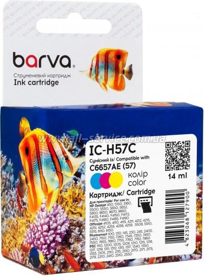 Картридж Barva HP №57 color/ аналог C6657AE (IC-H57C) Картридж Barva HP №57 color/ аналог C6657AE (IC-H57C)