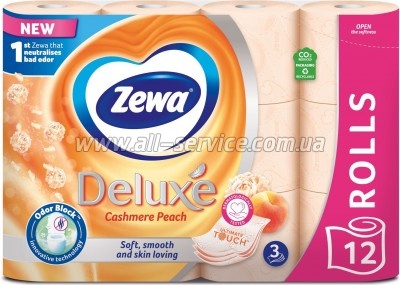 Туалетная бумага Zewa Deluxe Персик 3 слоя 12 рулонов (7322541396026) Туалетная бумага Zewa Deluxe Персик 3 слоя 12 рулонов (7322541396026)