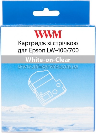 Картридж WWM для Epson LW-400/ 700 12mm х 8m White-on-Clear (WWM-ST12S) Картридж WWM для Epson LW-400/ 700 12mm х 8m White-on-Clear (WWM-ST12S)