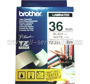  Brother 36mm Laminated white, Print black TZ261