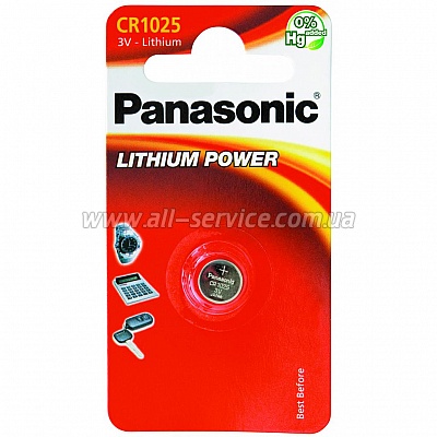  PANASONIC CR-1025 Lithium, 3V, 11  (CR-1025EL/1B)
