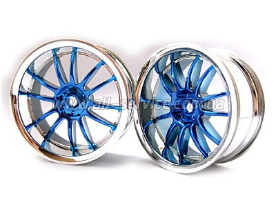 Blue Chrome Spoke Wheel Rims 2P