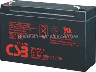 Аккумуляторная батарея CSB 6V 12Ah (GP6120F2) Аккумуляторная батарея CSB 6V 12Ah (GP6120F2)