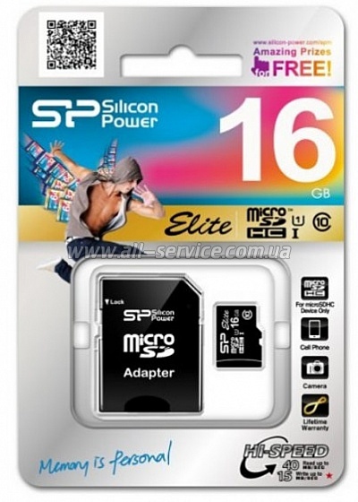   Silicon Power 16Gb microSDHC UHS-I class 10 (SP016GBSTHBU1V10SP)