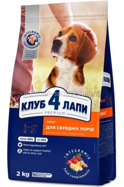 Сухой корм для собак Club 4 Paws Премиум Для средних пород 2кг (4820083909702) Сухой корм для собак Club 4 Paws Премиум Для средних пород 2кг (4820083909702)