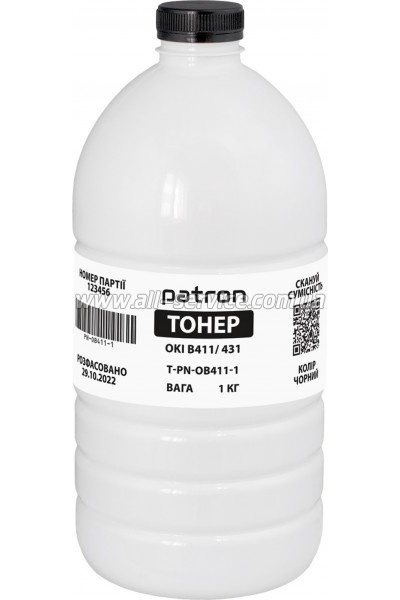 Тонер Patron Oki B411 бутль 1кг Black (PN-OB411-1) Тонер Patron Oki B411 бутль 1кг Black (PN-OB411-1)