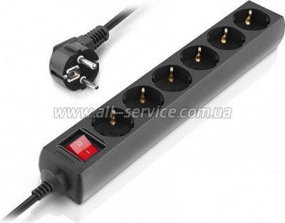 Сетевой фильтр REAL-EL RS-6 Protect M 3м black (EL122300034) Сетевой фильтр REAL-EL RS-6 Protect M 3м black (EL122300034)