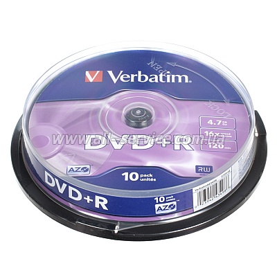  DVD Verbatim 4.7Gb 16X CakeBox 10 Silver (43498)