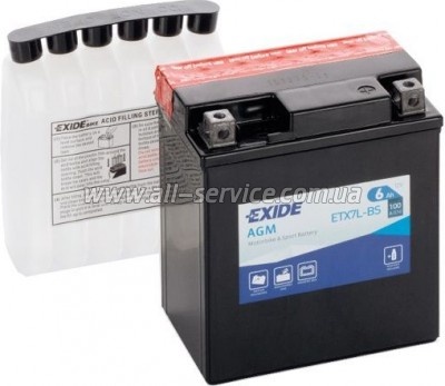 ���������� ������������ EXIDE AGM 6Ah �� (-/+) (100EN) (ETX7L-BS)