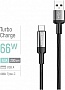 ���� ������ USB 2.0 AM to USB-C 2.0m 6A braided wire black ColorWay (CW-CBUC097-BK)