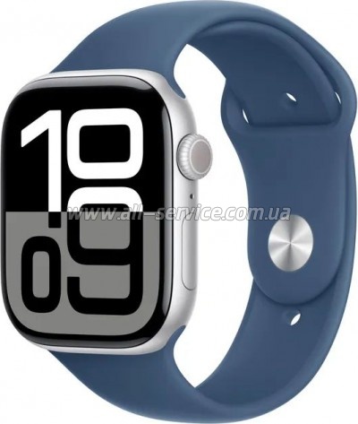 - Apple Watch Series 10 GPS 46mm Silver Aluminium Case with Denim Sport Band - S/M (MWWL3QH/A)