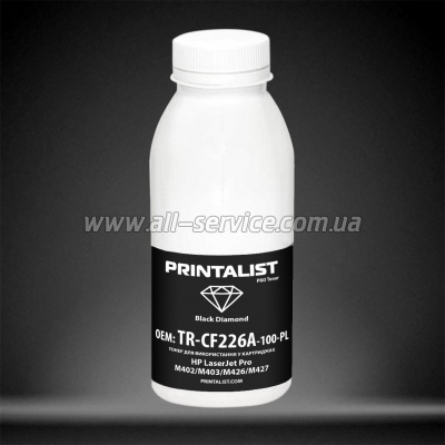 Тонер PRINTALIST HP LJ Pro M402/ M403/ M426/ M427 бутль 100г (TR-CF226A-100-PL) Тонер PRINTALIST HP LJ Pro M402/ M403/ M426/ M427 бутль 100г (TR-CF226A-100-PL)