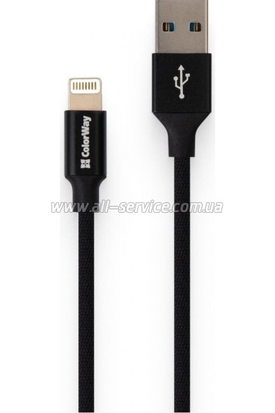 Кабель Colorway USB - Apple Lightning 2.1А 1м черный (CW-CBUL004-BK) Кабель Colorway USB - Apple Lightning 2.1А 1м черный (CW-CBUL004-BK)