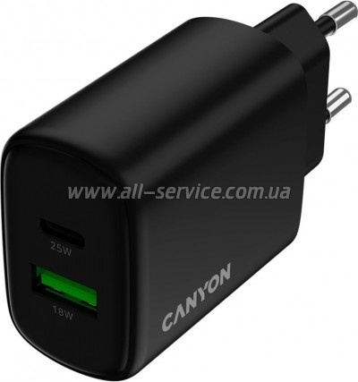 �������� ������� Canyon OnCharge 250 25W 1xPD 1xQC EU Black (CNE-CHA250-31)