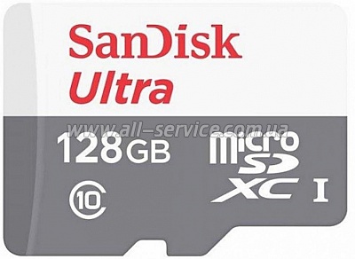   SanDisk 128GB microSDHC C10 UHS-I R100MB/s Ultra + SD (SDSQUNR-128G-GN3MA)