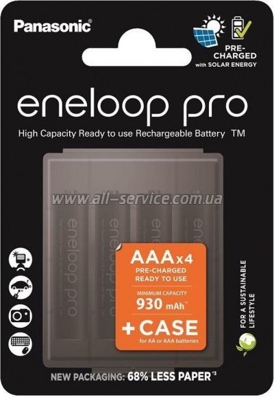 ����������� Panasonic Eneloop AAA 930mAh Pro NI-MH * 4 + �ase (BK-4HCDEC4CP)