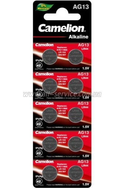  AG13 / LR1154 / LR44 / V13GA Alkaline * 10 Camelion (AG13-BP10)