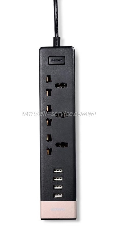   Remax 3xPlug-4USB 2.1 1.8M, black (RU-S2-EU-BLACK)