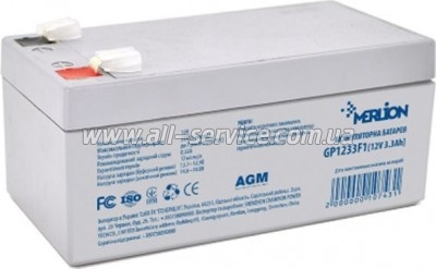Аккумуляторная батарея Merlion 12V 3.3Ah (GP1233F1) Аккумуляторная батарея Merlion 12V 3.3Ah (GP1233F1)