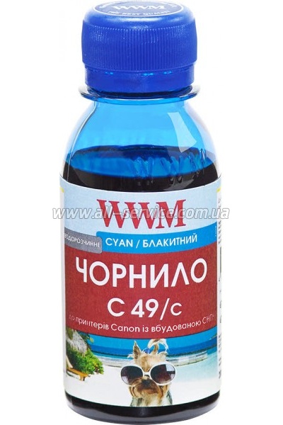  WWM GI-490C  Canon Pixma G1400 / 2400 / 3400 100 Cyan  (C49/C-2)