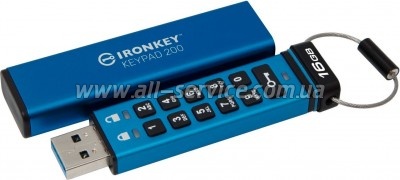 Флешка Kingston 16GB IronKey Keypad 200 Blue USB 3.2 (IKKP200/16GB) Флешка Kingston 16GB IronKey Keypad 200 Blue USB 3.2 (IKKP200/16GB)