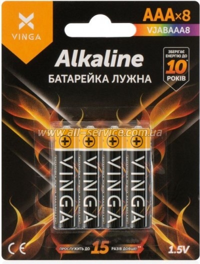  Vinga AAA LR03 Alkaline 8pcs (VJABAAA8)
