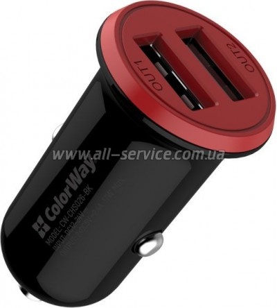   ColorWay 2USB AUTO red/black (CW-CHA026-BK)