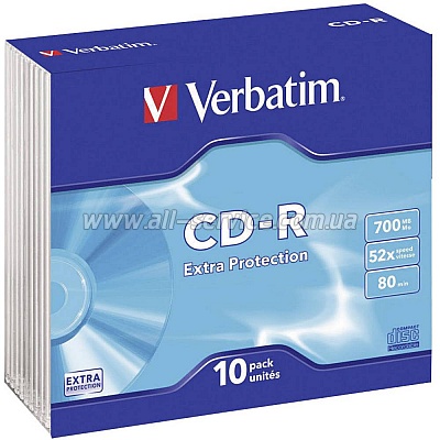  Verbatim CD-R 700 MB/80 min 52x Slim 10 (43415) Extra