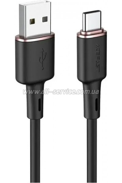 ���� ������ USB 2.0 AM to USB-C 1.2m 3A silicon black Acefast (6974316280767)