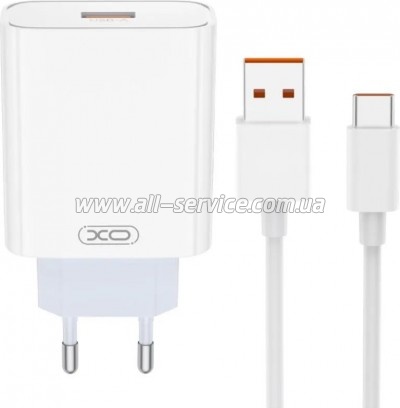 �������� ������� XO USB 120W + cable USB to USB-C white (XO-L128U)
