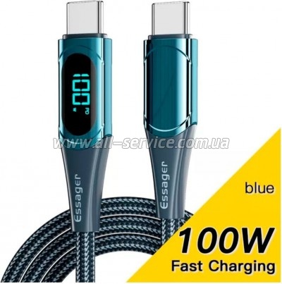���� ������ USB-C to USB-C 2.0m 100W Digital Display blue Essager (ES-XCTT1-YDA03)